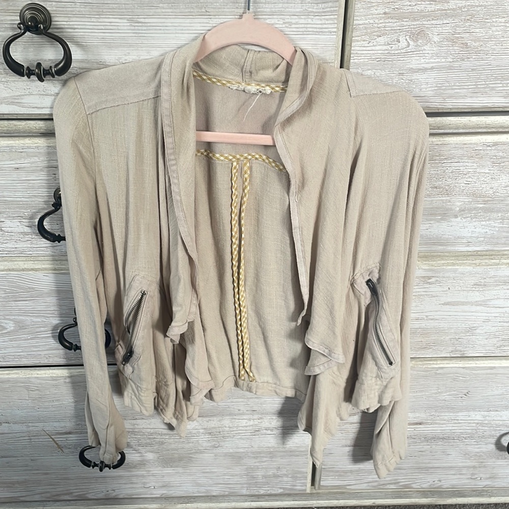 Mystree Boutique Cream Canvas and Felt Light Blazer / Jacket. Women’s size M